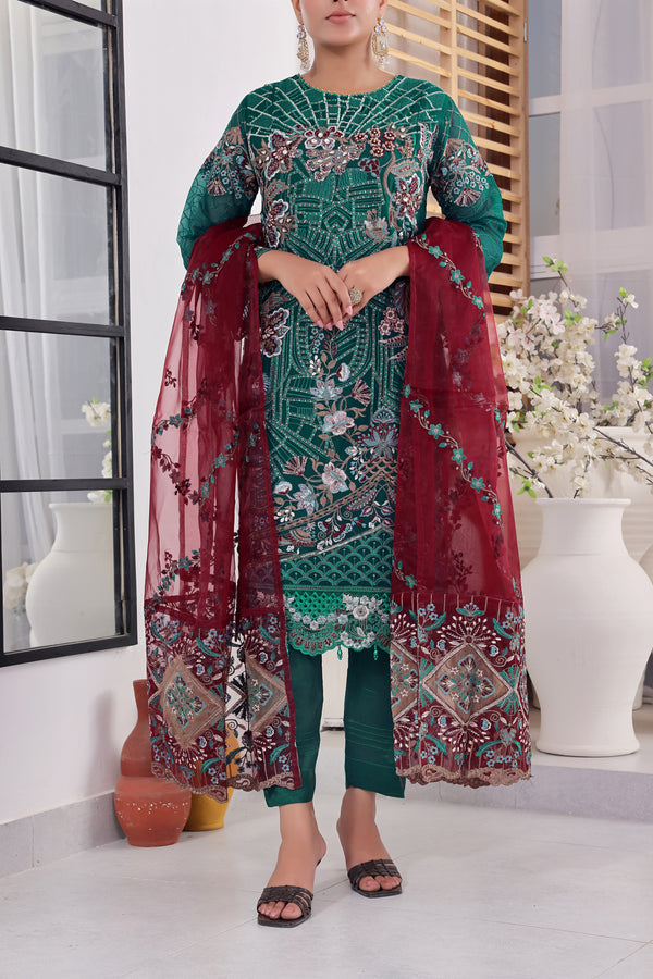 3 PIECE - LUXURY EMBROIDERED CHIFFON SUIT