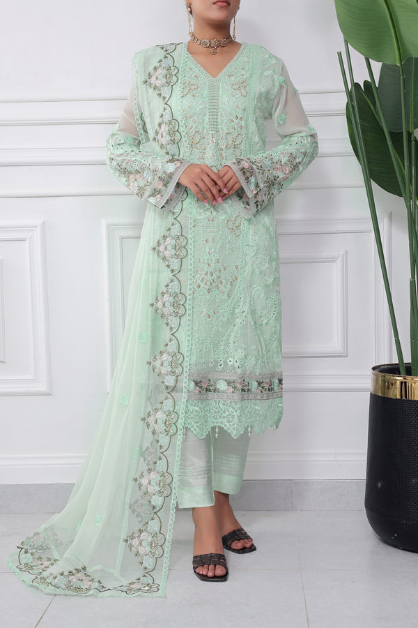 3 PIECE - LUXURY EMBROIDERED CHIFFON SUIT