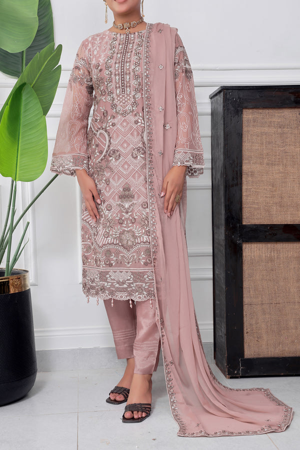 3 PIECE - LUXURY EMBROIDERED CHIFFON SUIT