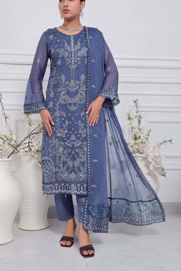 3 PIECE - LUXURY EMBROIDERED CHIFFON SUIT