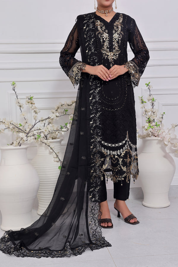 3 PIECE - LUXURY EMBROIDERED CHIFFON SUIT