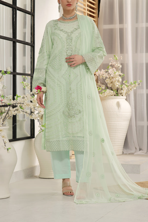 3 PIECE - LUXURY EMBROIDERED CHIFFON SUIT