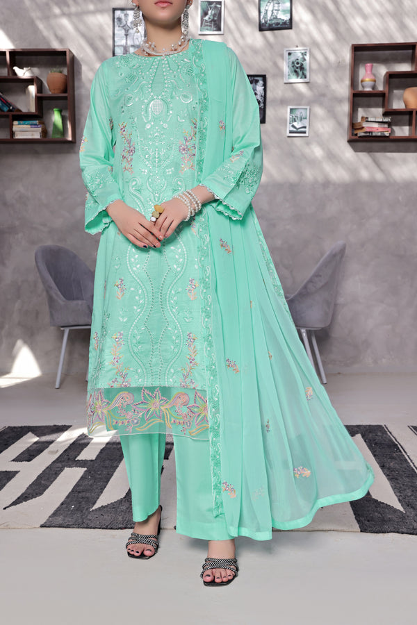 3 Piece Luxury Embroidered Slub Lawn Suit
