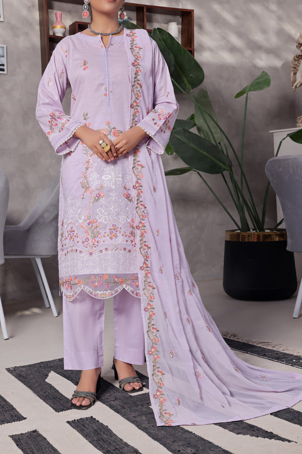 3 Piece Luxury Embroidered Slub Lawn Suit