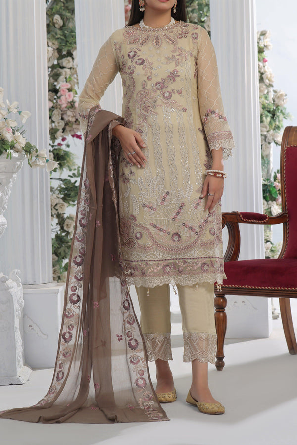 3 PIECE - LUXURY EMBROIDERED CHIFFON SUIT