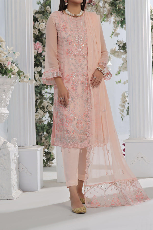 3 PIECE - LUXURY EMBROIDERED CHIFFON SUIT