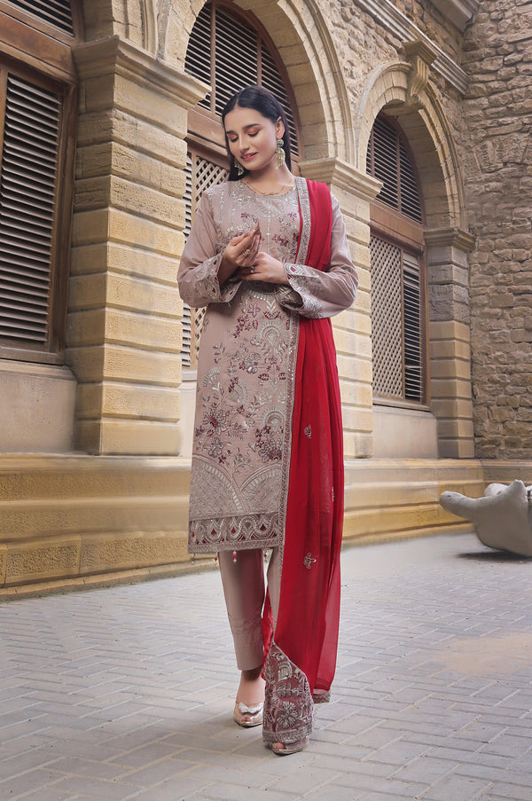 3 PIECE - EMBROIDERED CHIKANKARI LAWN SUIT