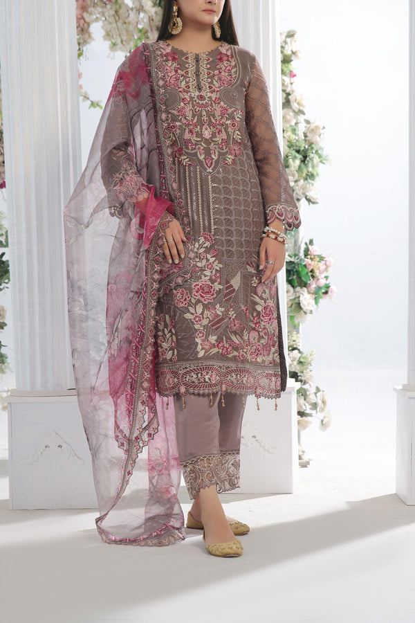 3 PIECE - LUXURY EMBROIDERED CHIFFON SUIT