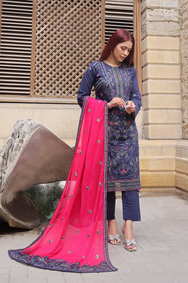 3 PIECE - EMBROIDERED CHIKANKARI LAWN SUIT