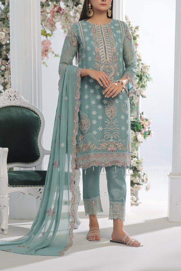 3 PIECE - LUXURY EMBROIDERED CHIFFON SUIT