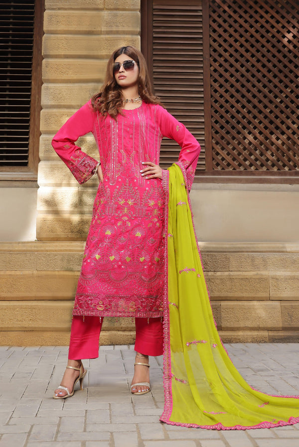 3 PIECE - EMBROIDERED CHIKANKARI LAWN SUIT