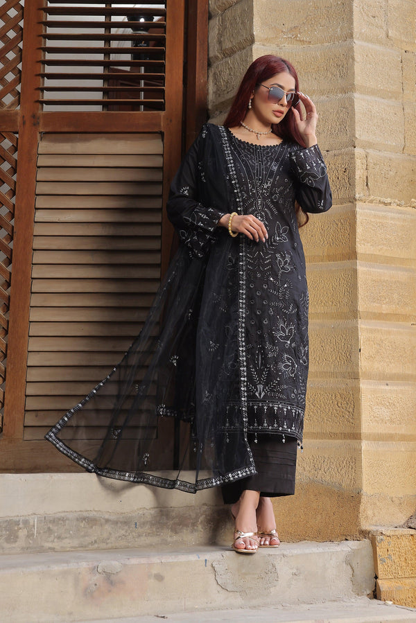 3 PIECE - EMBROIDERED CHIKANKARI LAWN SUIT