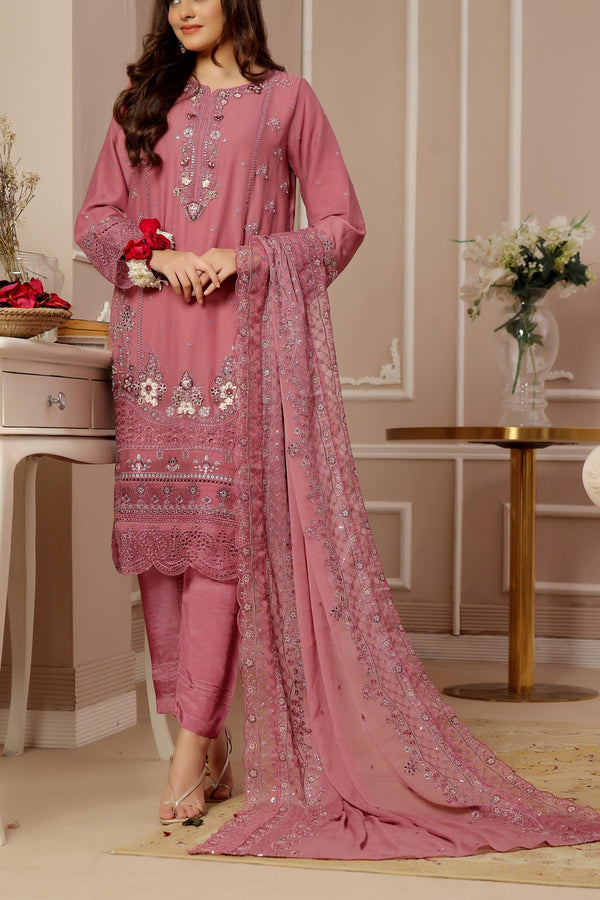 3 PIECE - LUXURY EMBROIDERED CHIFFON SUIT