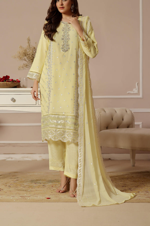 3 PIECE - LUXURY EMBROIDERED CHIFFON SUIT