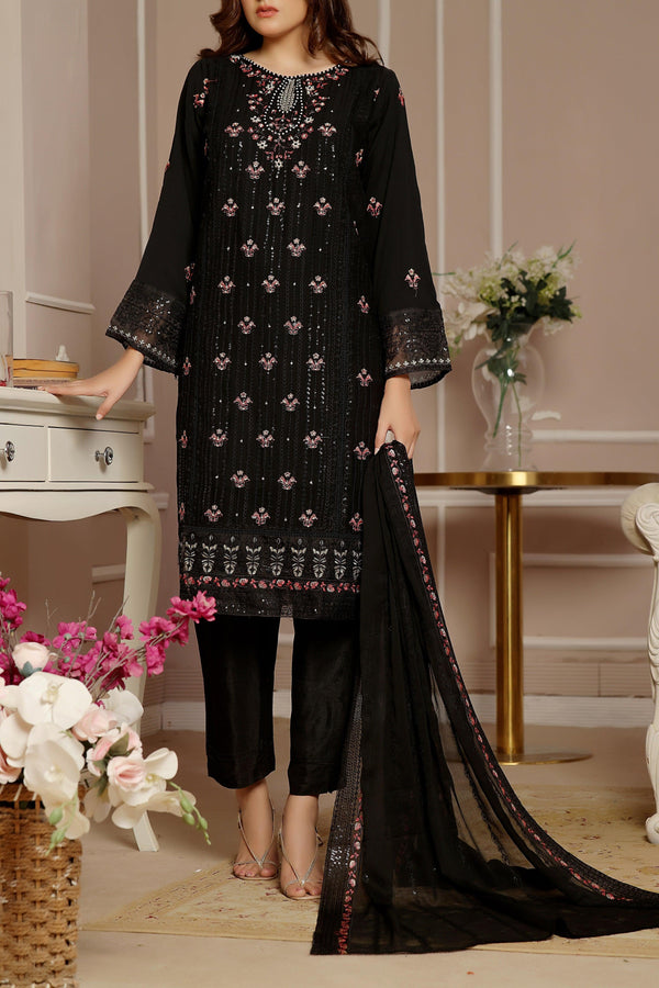 3 PIECE - LUXURY EMBROIDERED CHIFFON SUIT