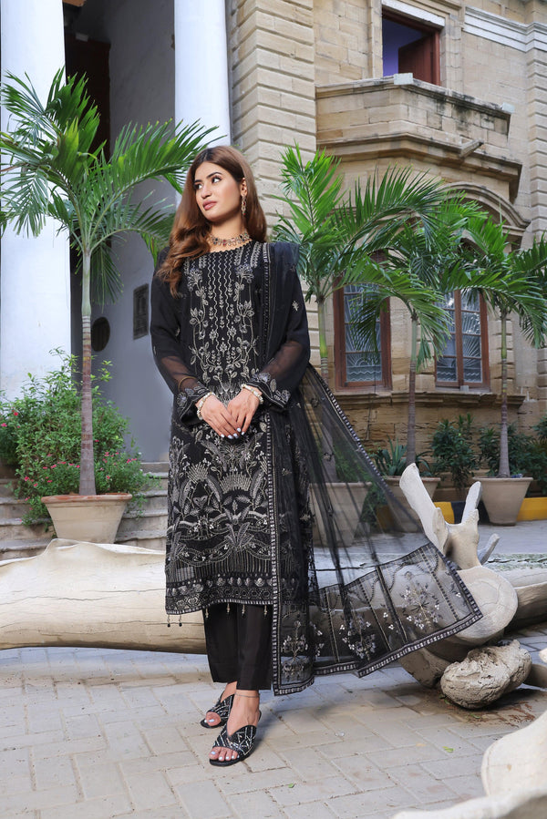 3 PIECE - LUXURY EMBROIDERED CHIFFON SUIT