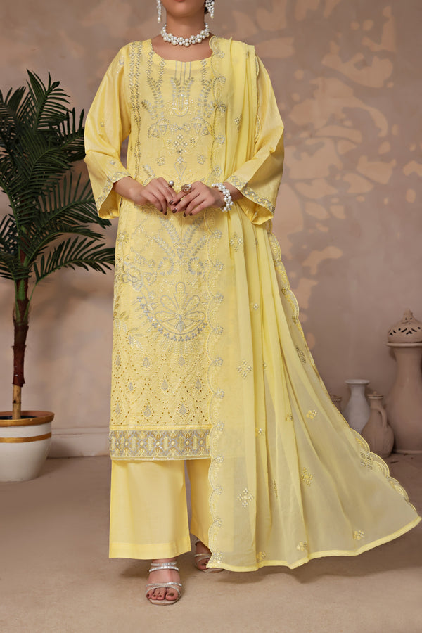 3 PIECE - LUXURY EMBROIDERED CHIKANKARI LAWN SUIT