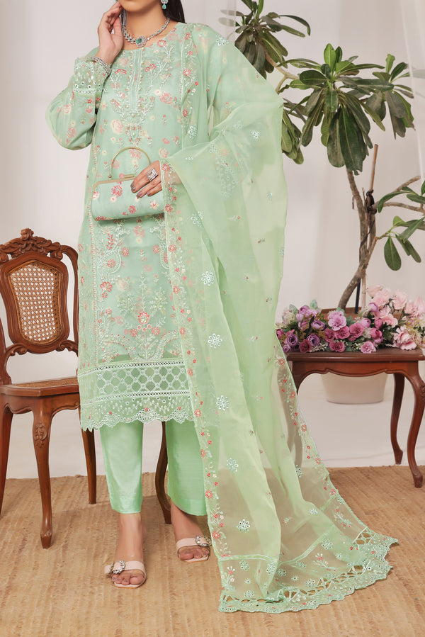 Embroidered Organza with Printed Silk Inner & Fancy Clutch