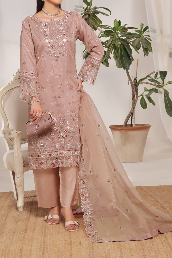 Embroidered Organza with Printed Silk Inner & Fancy Clutch