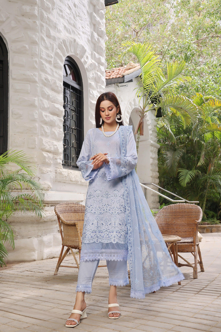 3 PIECE - EMBROIDERED JACQUARD LAWN SUIT - PAK FABRICS