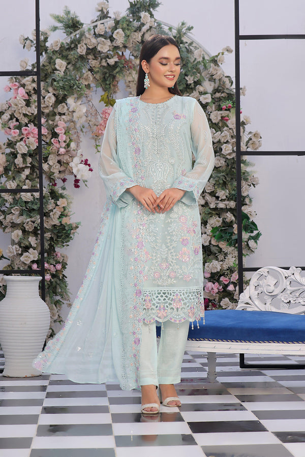 3 PIECE - LUXURY EMBROIDERED CHIFFON SUIT