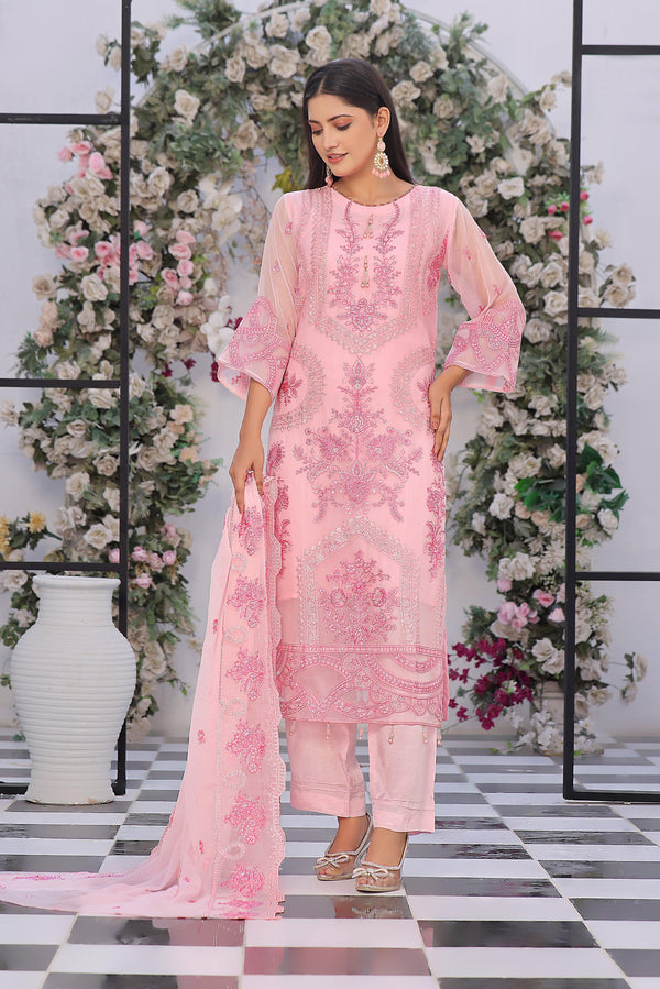 3 PIECE - LUXURY EMBROIDERED CHIFFON SUIT