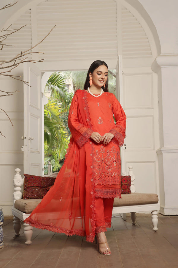 3 PIECE - EMBROIDERED JACQUARD LAWN SUIT - PAK FABRICS