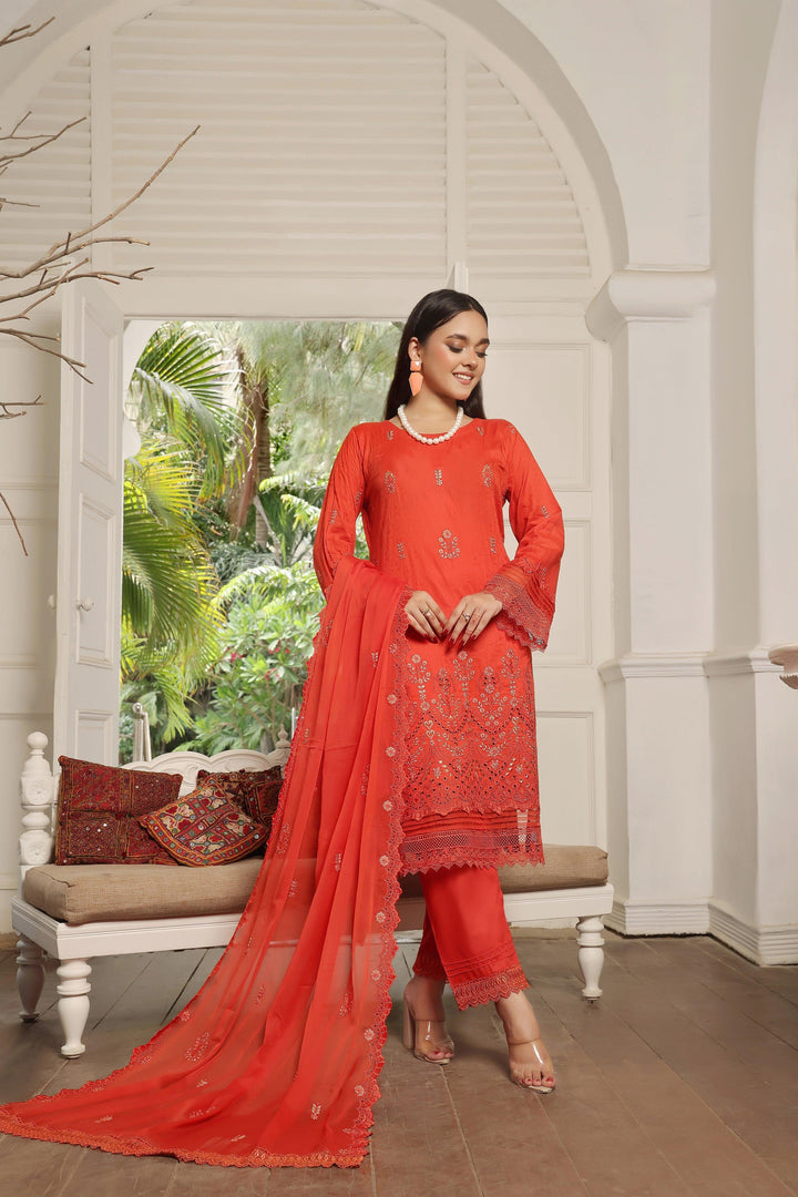 3 PIECE - EMBROIDERED JACQUARD LAWN SUIT - PAK FABRICS