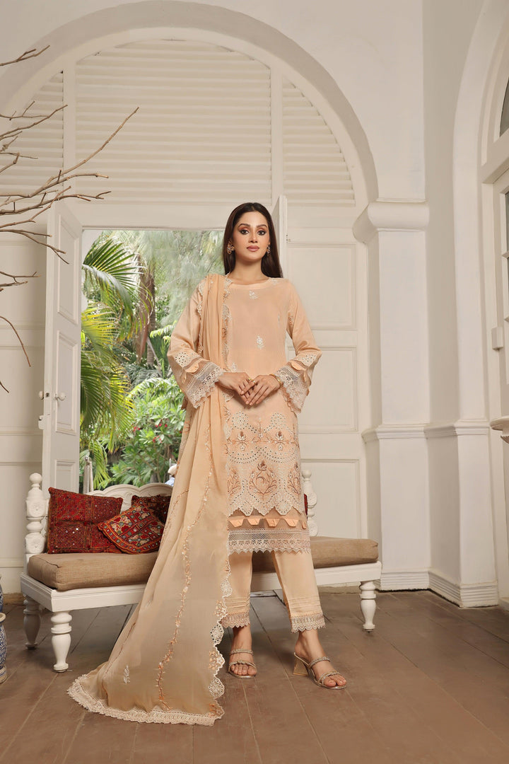 3 PIECE - EMBROIDERED JACQUARD LAWN SUIT - PAK FABRICS