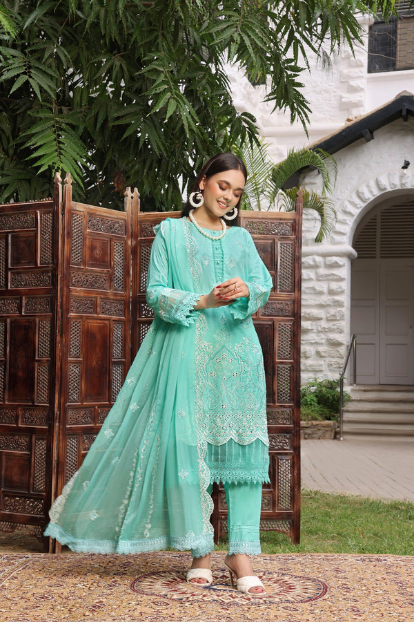 3 PIECE - EMBROIDERED JACQUARD LAWN SUIT - PAK FABRICS