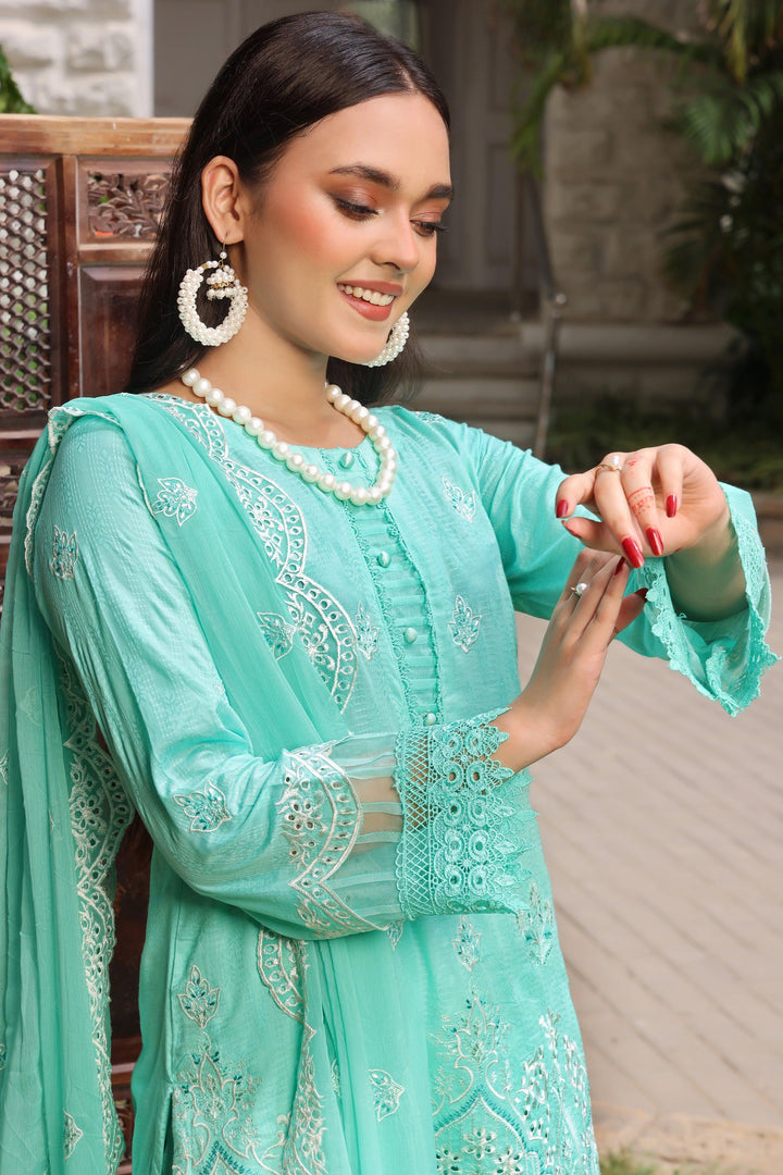 3 PIECE - EMBROIDERED JACQUARD LAWN SUIT - PAK FABRICS