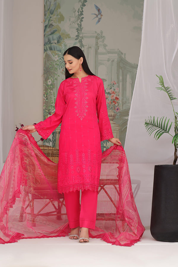 3 PIECE - EMBROIDERED CHIKANKARI LAWN SUIT