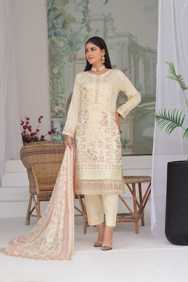 3 PIECE - EMBROIDERED CHIKANKARI LAWN SUIT