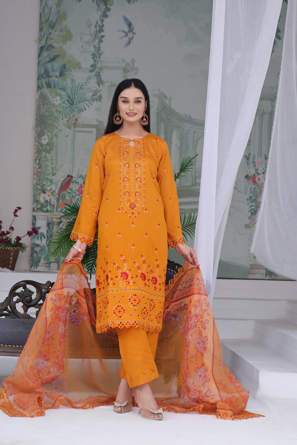 3 PIECE - EMBROIDERED CHIKANKARI LAWN SUIT