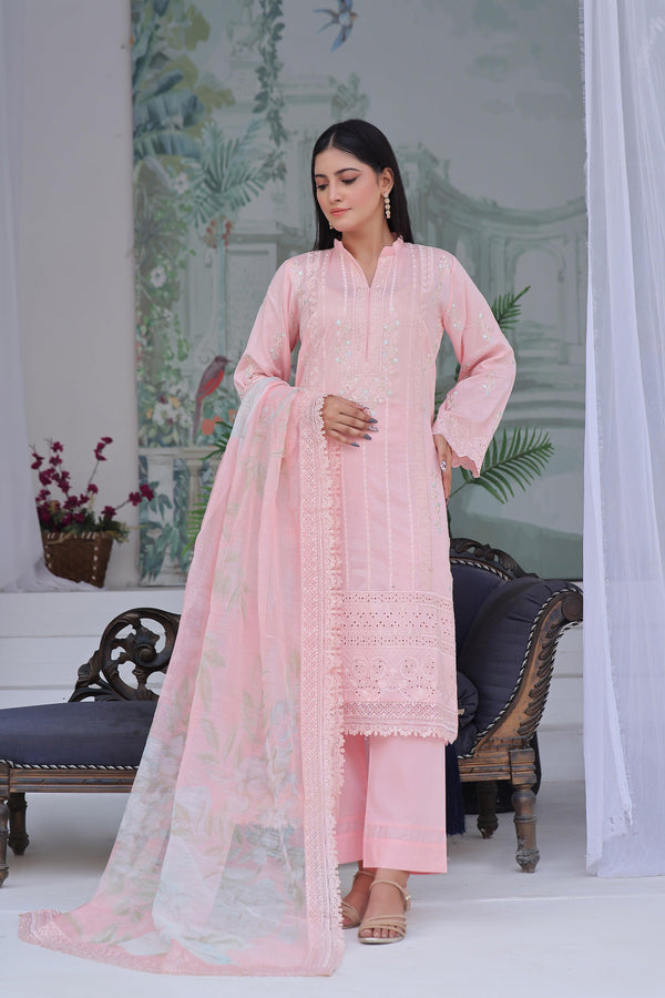 3 PIECE - EMBROIDERED CHIKANKARI LAWN SUIT