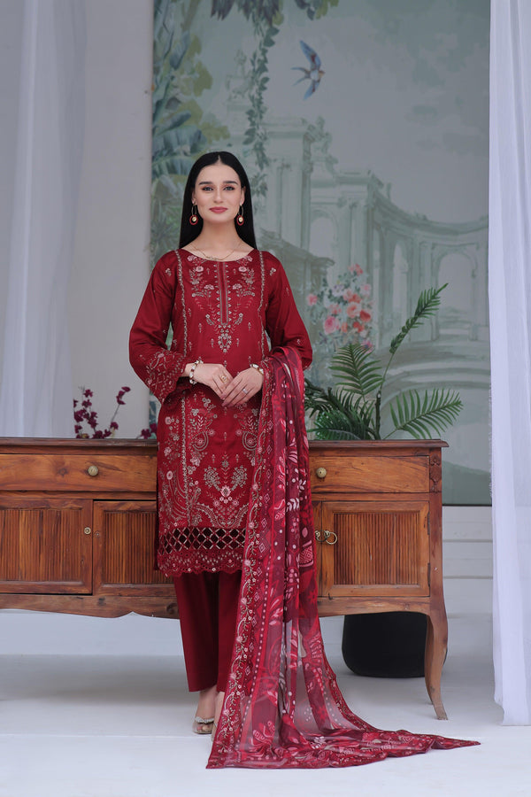 3 PIECE - EMBROIDERED CHIKANKARI LAWN SUIT