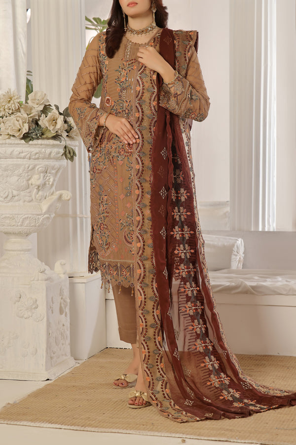 3 PIECE - LUXURY EMBROIDERED CHIFFON SUIT