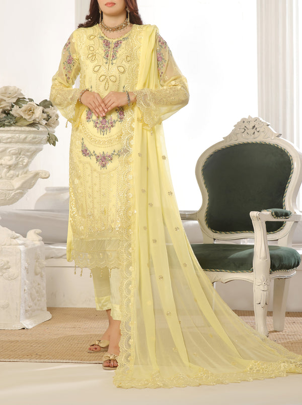 3 PIECE - LUXURY EMBROIDERED CHIFFON SUIT