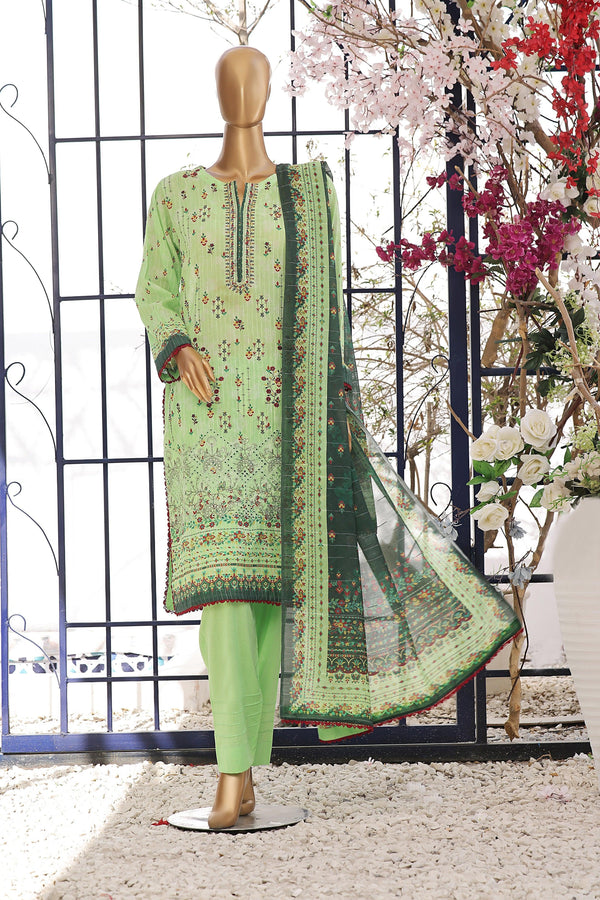 3 PIECE - DIGITAL PRINTED CHIKANKARI LAWN SUIT - PAK FABRICS