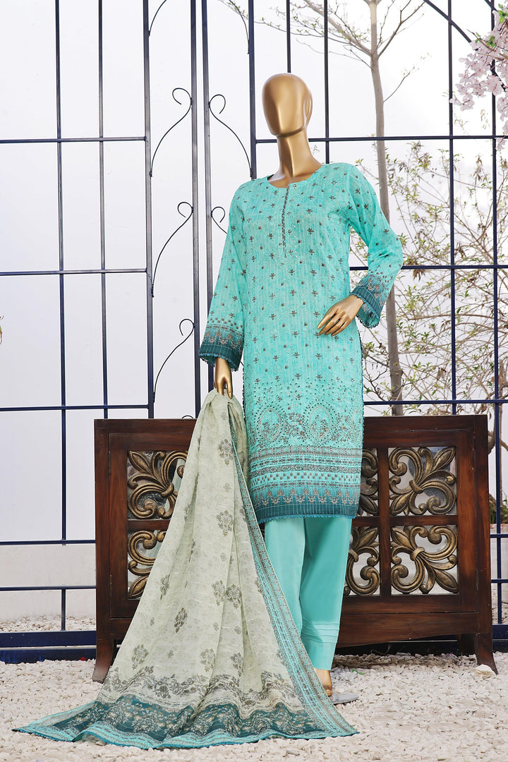 3 PIECE - DIGITAL PRINTED CHIKANKARI LAWN SUIT - PAK FABRICS