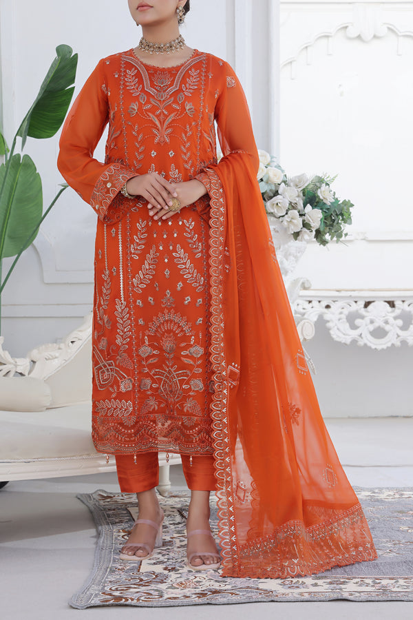 3 PIECE - LUXURY EMBROIDERED CHIFFON SUIT