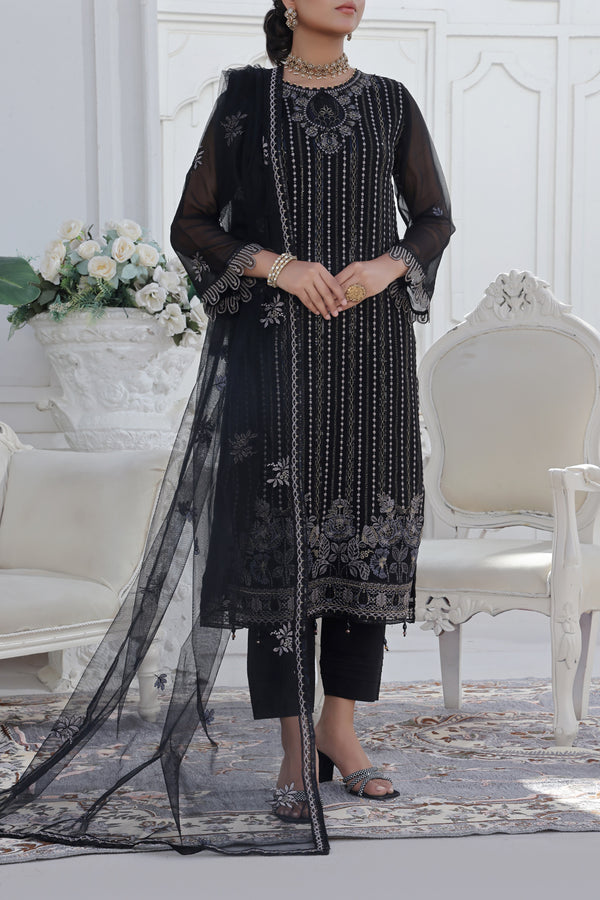 3 PIECE - LUXURY EMBROIDERED CHIFFON SUIT