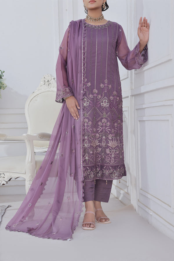 3 PIECE - LUXURY EMBROIDERED CHIFFON SUIT