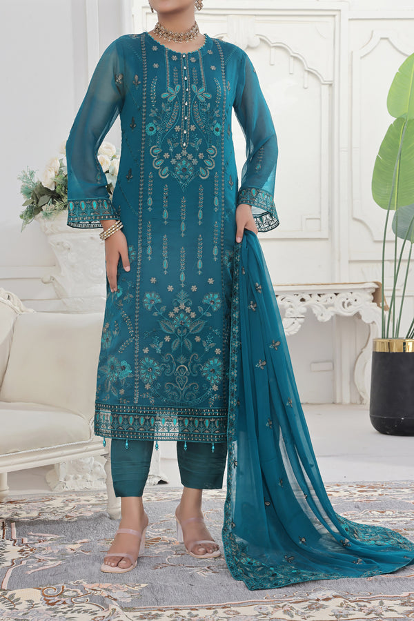 3 PIECE - LUXURY EMBROIDERED CHIFFON SUIT
