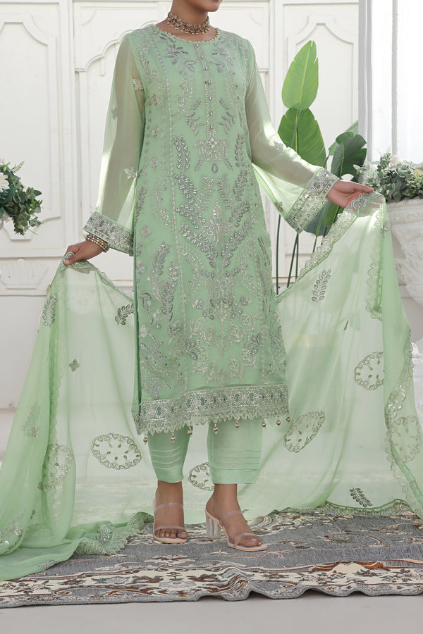 3 PIECE - LUXURY EMBROIDERED CHIFFON SUIT