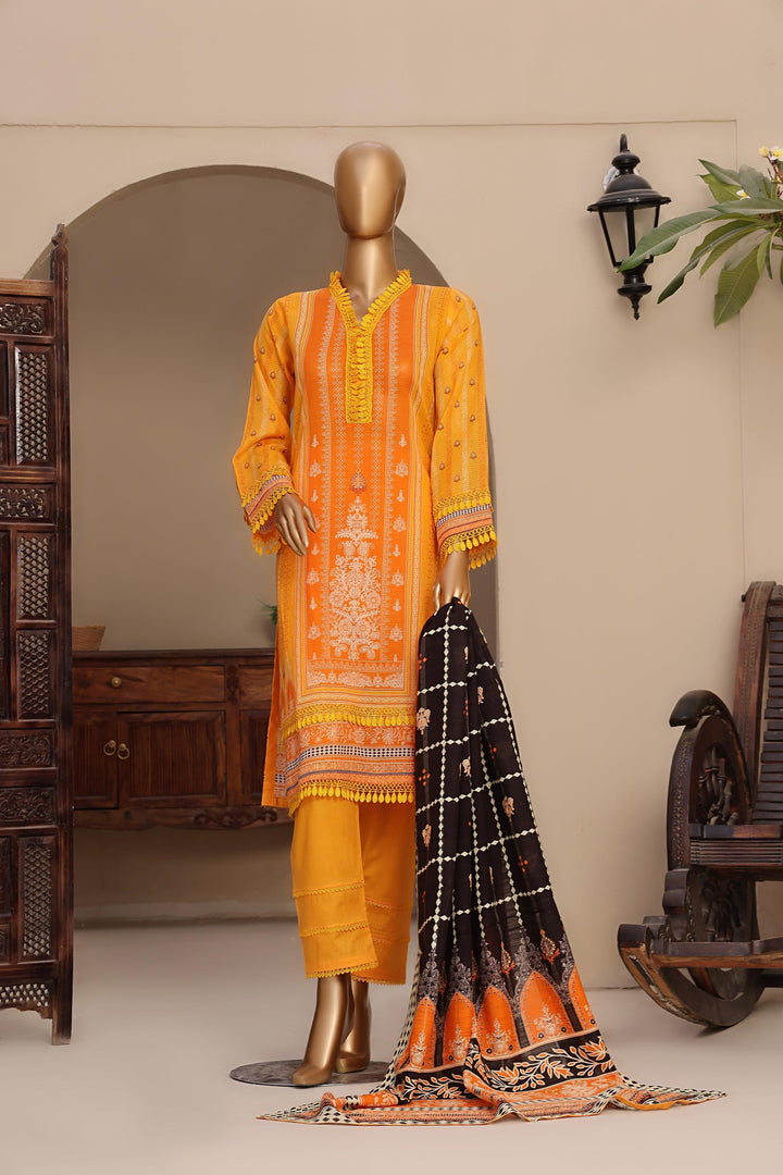 3 PIECE - DIGITAL PRINTED DORA BANA LAWN SUIT - PAK FABRICS