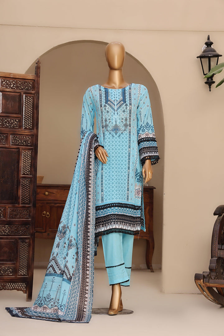 3 PIECE - DIGITAL PRINTED DORA BANA LAWN SUIT - PAK FABRICS