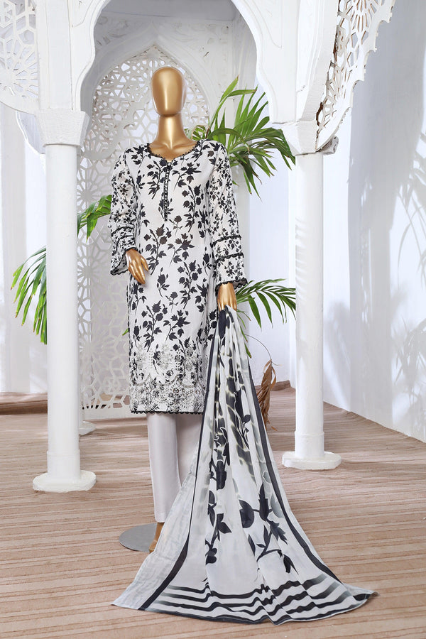 3 PIECE - DIGITAL PRINTED CHIKANKARI LAWN SUIT - PAK FABRICS