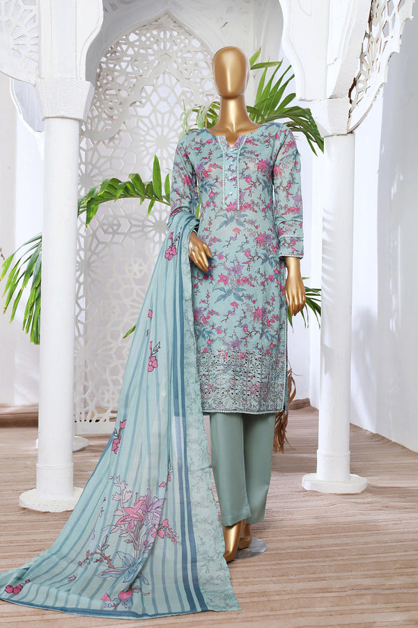 3 PIECE - DIGITAL PRINTED CHIKANKARI LAWN SUIT - PAK FABRICS