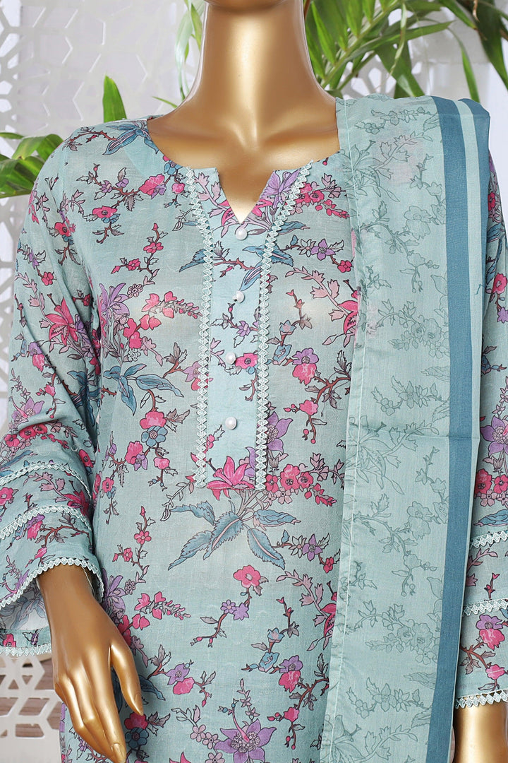 3 PIECE - DIGITAL PRINTED CHIKANKARI LAWN SUIT - PAK FABRICS